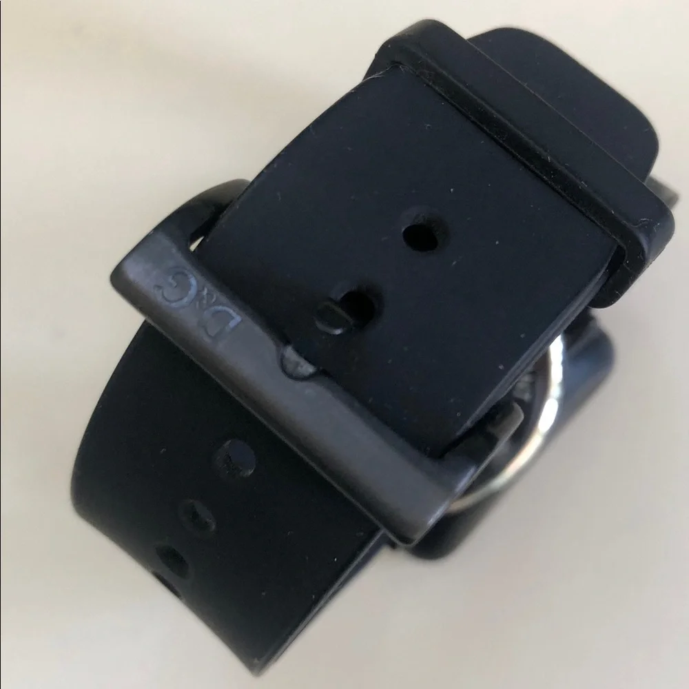 D&G Black Square Digital Watch with Silicone Strap